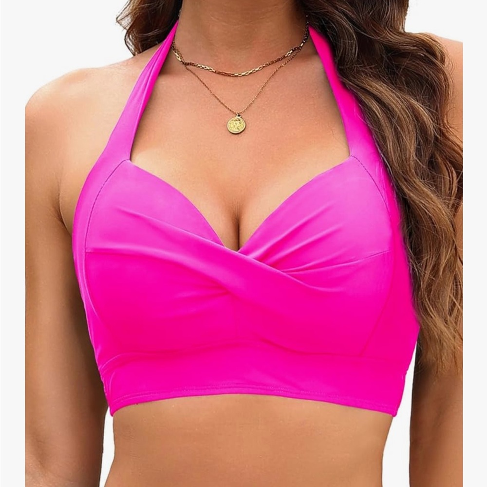 Pink Halter Bikini Top 18w